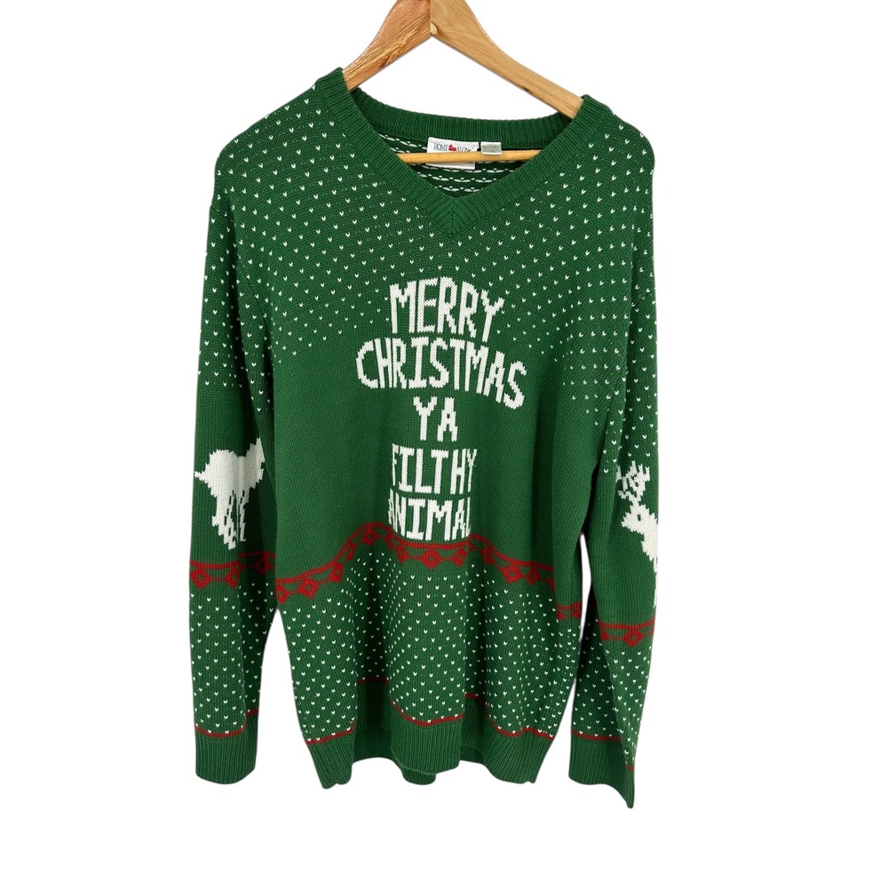 Home‎ Alone Merry Christmas Ya Filthy Animal Ugly Christmas Sweater XL Green